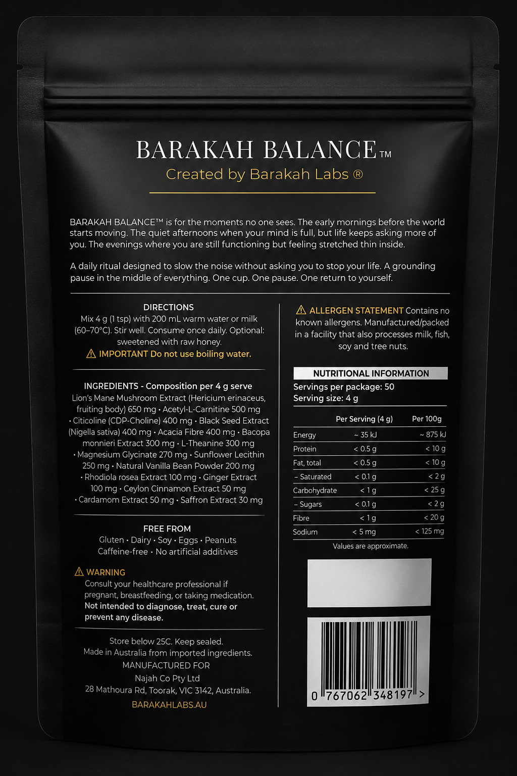 BARAKAH BALANCE™ | Premium Superfood Latte Blend